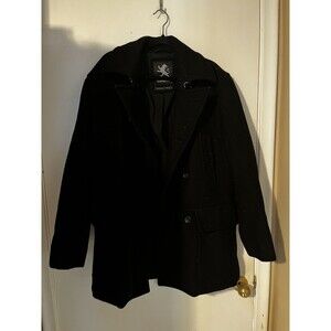 Express Men's Black Wool Blend Peacoat